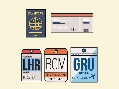 Travel Icons: Passport, Boarding Pass, Luggage Tags WIP icon passport travel