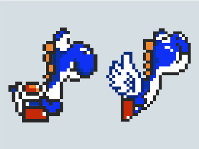 Pixel Blue Yoshi illustration nintendo pixel pixel art super mario super mario brothers yoshi