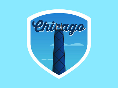 Travel Badge: Chicago badge chicago city cityscape clouds john hancock building landmark travel