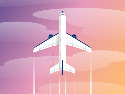 Plane airplane clouds gradient illustration plane