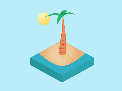 Isometric Palm isometric palm tree water beach sand sun