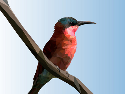 Polygonal Southern Carmine Bee Eater bird illustration nature polygonal print southern carmine bee eater