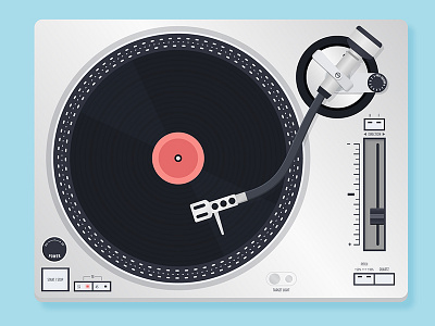 Turntable flat illustration music record record player redesign turntable vinyl