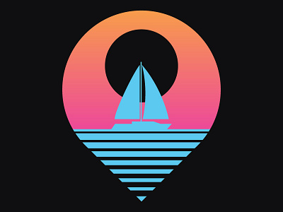 Sailing - Neon Edition drop pin illustration neon ocean sail boat sailing travel water