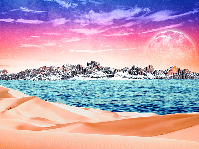 Holiday From Real collage desert mountain photo manipulation space planet remix sand space starts surrealism water
