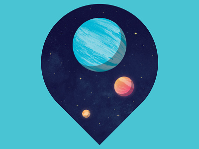 Lost In Space drop pin illustration planets space stars