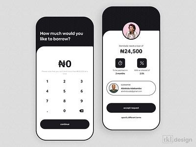 Money lending app design