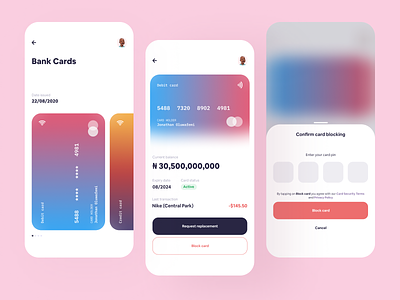 Bank Cards Rebound app bank app bank card banking card cards cards ui finance fintech fintech app minimalist mobile app payment ui ux