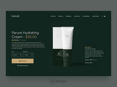 Parure Product Page - Shot Rebound beauty ecommerce green hair haircare luxurious luxury minimal minimalist product page ui uidesign ux webdesign