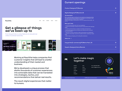 PasciVite — Work Pages agency landingpage minimalist user experience