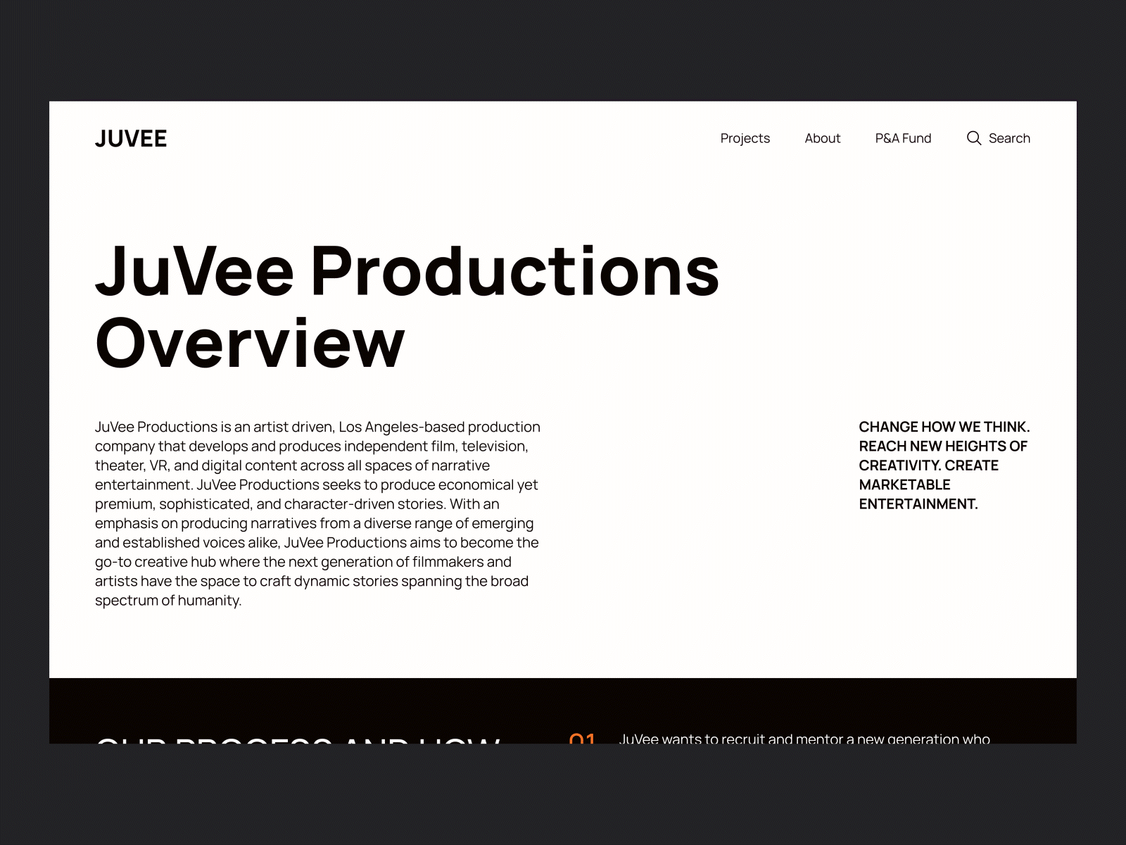 Juvee Productions About Page — RDSN 001 about about us community minimal minimalist typography ui user interface ux web website