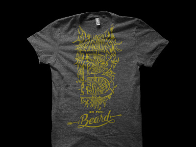 B is for Beard b beard gray script shirt yellow