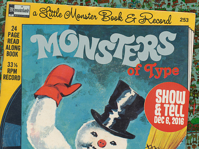 Monsters of Type Show & Tell Meetup dfw frosty lettering little golden book meetup record snow snowman type