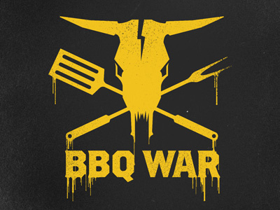 BBQ War Logo Dripppie drippy logo mustard skull