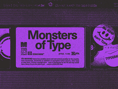 Monsters of Type VHS cassette purple tape typography vhs