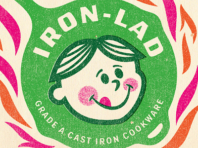 Iron Lad illustration iron logo mascot midcentury vintage