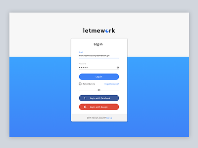 LetMeWork Login Page login ui ux web application