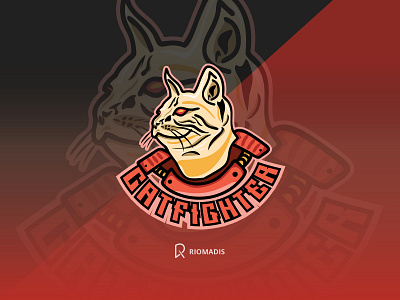 Catfighter mascot and esports logo animal branding brave cartoon cat design flatdesign illustration illustrator logo mascot mascot logo red vector warrior