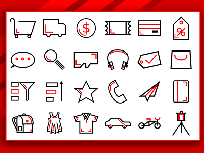 Shopping Red Outline icon