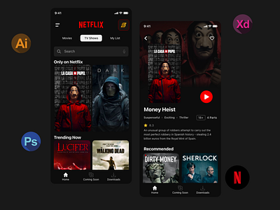 Netflix mobile app | Uplabs redesign challenge