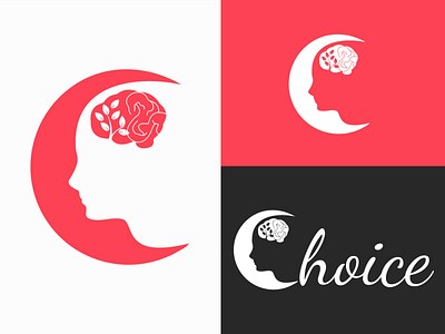 Choice brain choice design gray human illustrator logo mind nature negative space psychology logo psychotherapy logo red simple logo