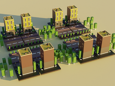 3D Low Poly Building View