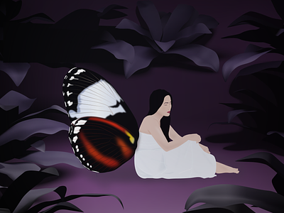 Fairy art artwork branding butterfly dark design fairy fairytale female girl graphic design illustration new popular princess story trendy vector wings woman illustration