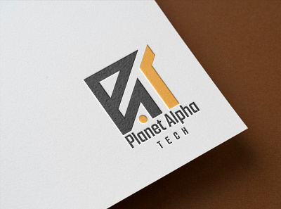 Planet Alpha Tech Logo 3d branding graphic design logo