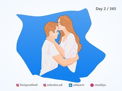 Couple Kissing - Illustration