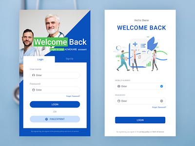 Health Care App healthcare app design login