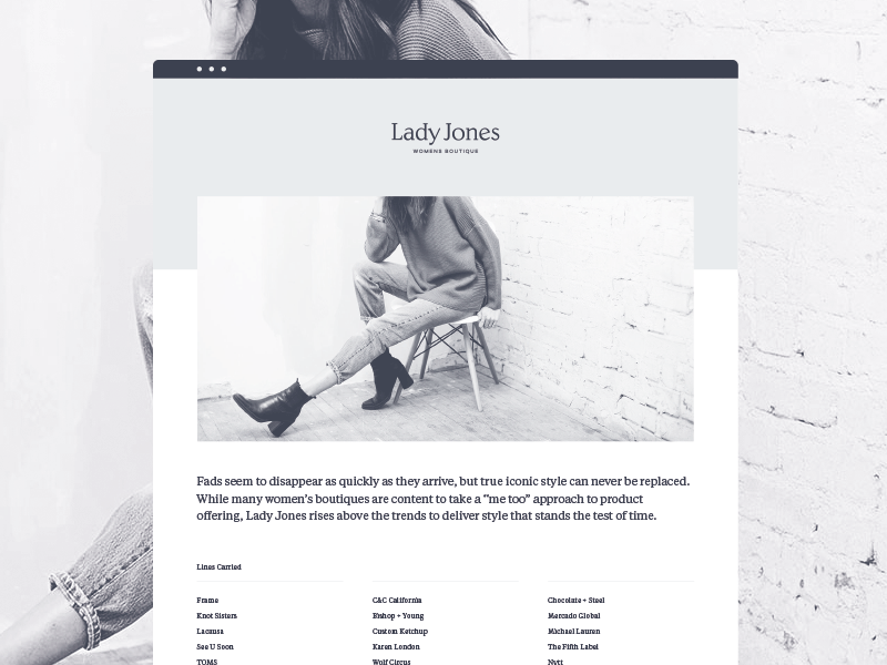 Lady Jones Landing Page studio mast travis ladue website