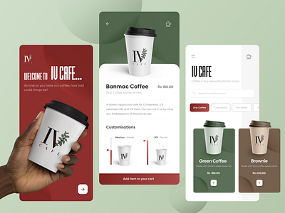 Food Order Application app app design coffee design food food order green mobile app design red ui ux