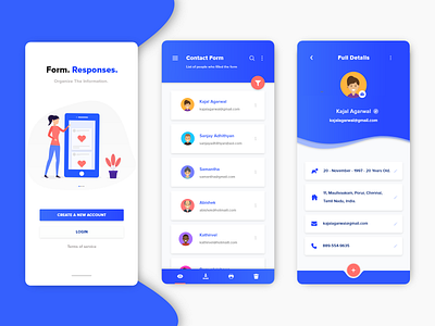 Form Responses App adobe blue concept design flat form homepage illustration ios iphone x mobile mobile app mobile app design mobile ui profile design red simple typography ui ux