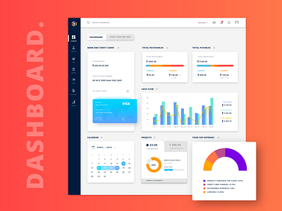 Zoho Books Dashboard Redesign adobe blue branding colorful concept corporate creative dashboard design flat label orange redesign simple ui ux violet xd yellow zoho