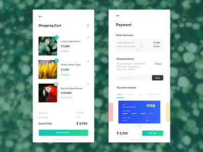 Cart and Payment page