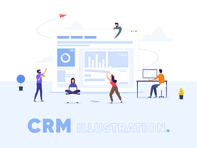 CRM Illustration analytics blue business character color company concept crm data design illustration landingpage marketing people purple sales salesforce ui ui ux vector