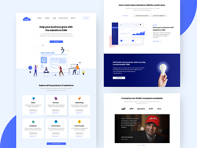Salesforce Redesign b2b blue concept crm dashboad homepage homepage design illustration landing page product redesign salesforce typogaphy ui user experience user interface ux web web design website