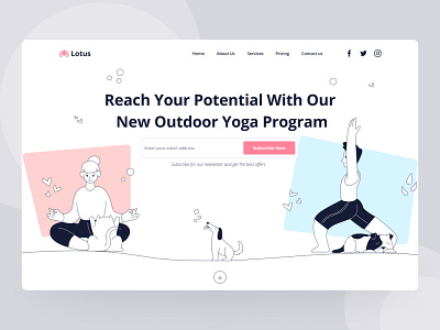 Yoga_Landing page 😊 design flat icon typography ui ux vector web website