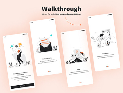 Mobile Walkthrough app design illustration