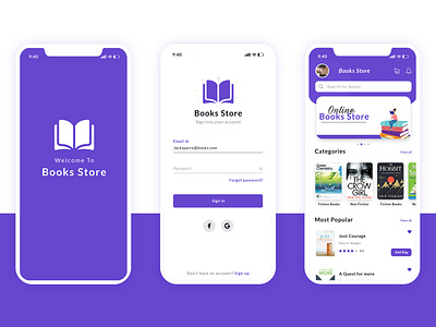 Books Store app design ui