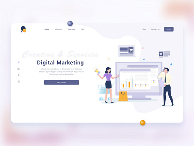 Digital Marketing Landing design illustration ui web