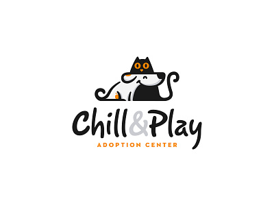 Chill&Play Adoption Center | Logo Design animals animals illustrated animals logo branding cajva cat dog friends furry identity logo mark pet pet care pets