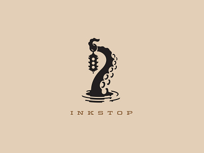 Inkstop Tattoo Supplies Logo Design brand branding cajva identity ink logo mark octopus squid tattoo tentacle underwater