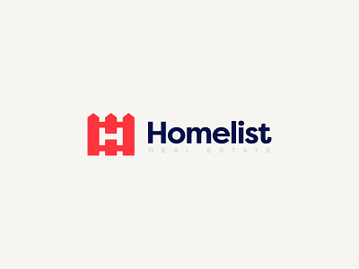 Homelist Real Estate Logo Design brand branding cajva design emblem fence home house house logo identity mark real estate
