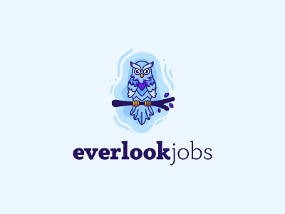 everlookjobs logo design bird branding cajva everlook identity illustration illustrative illustrative logo logo mark owl vector winter