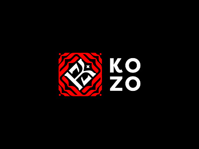 KOZO black brand branding cajva emblem identity k kozo logo mark monogram red simple logo z