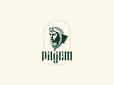 Pilgrim Premium Cafe branding cafe cajva coffee emblem identity logo mark pilgrim pilgrimage premium religious royality tradition traveler
