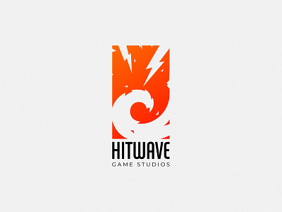 Hitwave Game Studios brand branding cajva emblem game hit hitwave identity lighting bolt logo orange rough sea studi thunder wave