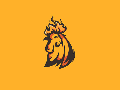 Cockster barbecue chicken cock fire food grill logo rooster vector