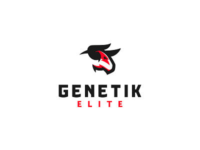 Genetik Elite animal botl bull cajva elite genetik logo mark red taurus thunder